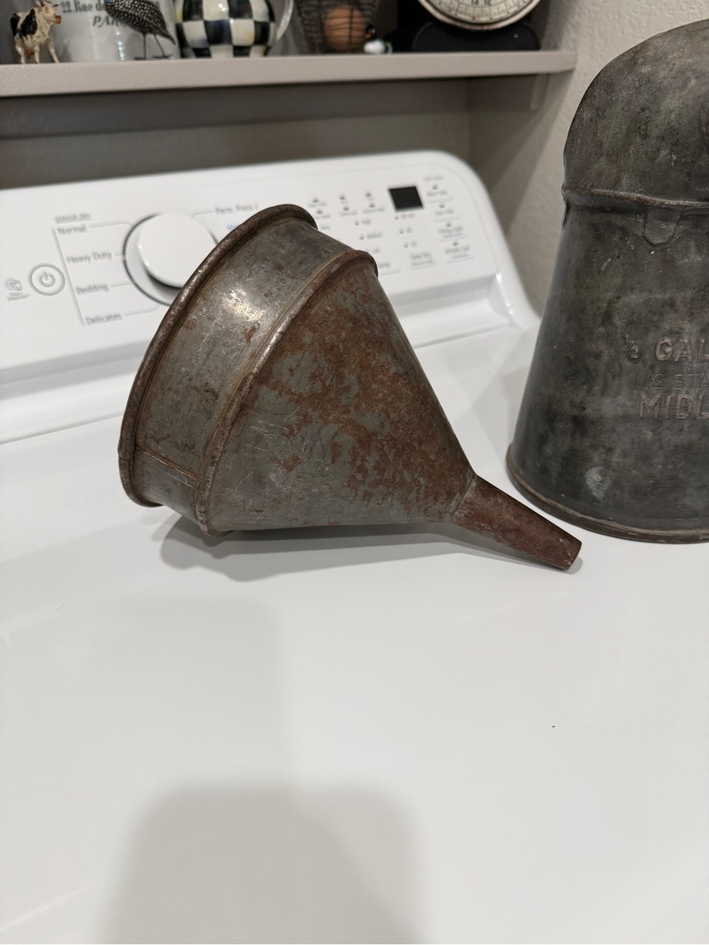Vintage Midland Galvanized Oil Can and Funnel-Farmhouse Rustic Decor - Picture 7 of 16